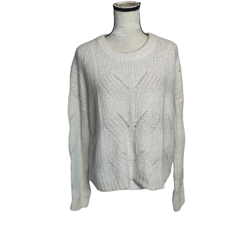 Madewell Womens Sz S Fawn Pointelle Pullover Sweater Cream Alpaca Blend Oversize
